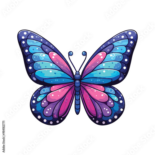 A cute butterfly vector sticker design on white background