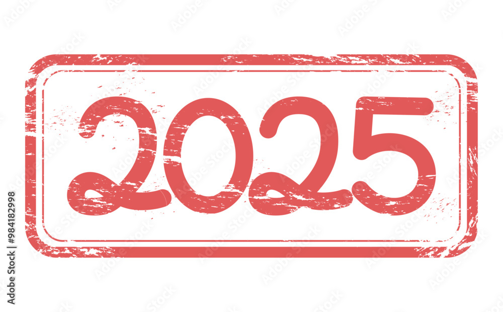 2025年の年賀状の素材の赤いスタンプロゴ
