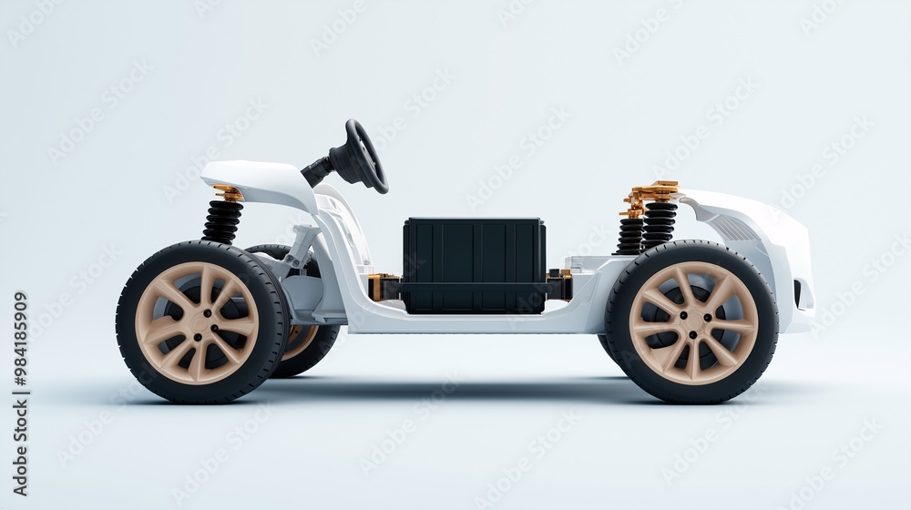 Electric Vehicle Chassis with Battery Design Model