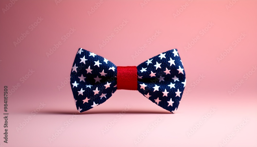 Red, white, and blue bow with stars, symbol of national pride, 3D illustration Red, white, and blue bow with stars, symbol of national pride, 3D illustration