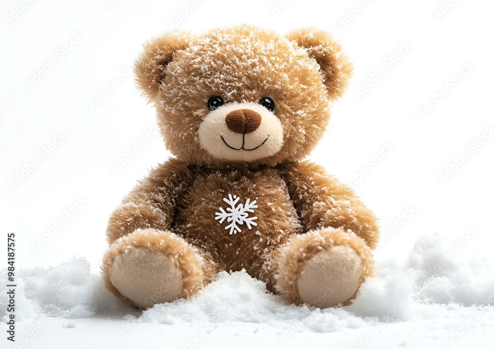 a teddy bear sitting in snow. a teddy bear sitting in snow.