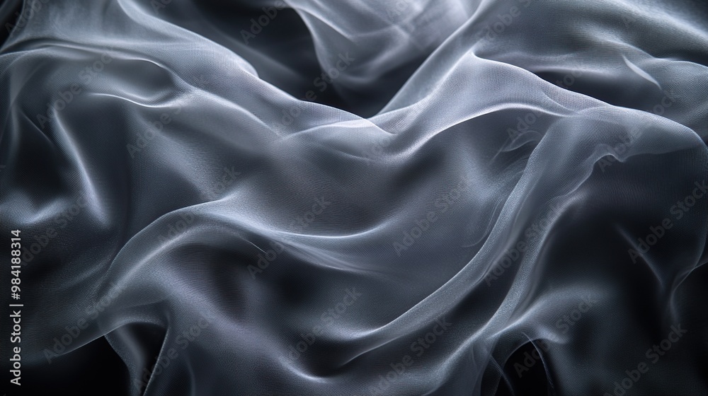 A close-up view of flowing, translucent fabric creating a soft, ethereal texture. A close-up view of flowing, translucent fabric creating a soft, ethereal texture.