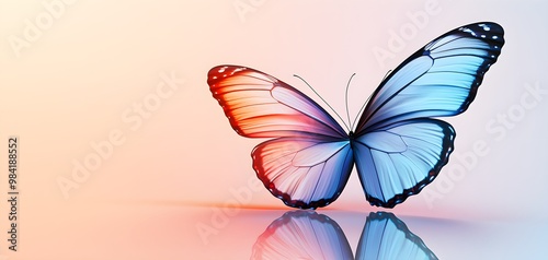 Surreal butterflies with rainbow wings, flying through a colorful dreamscape, 3D illustration