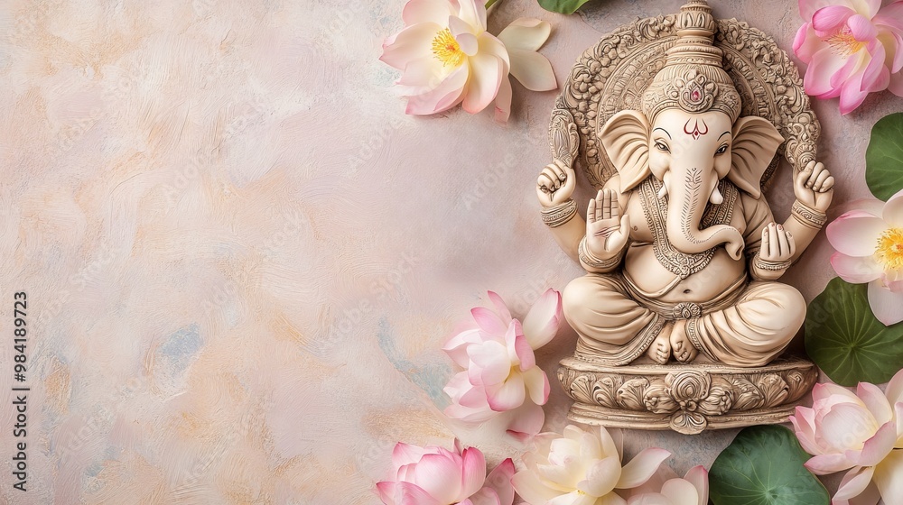 Shri Ganesha is the embodiment of wisdom and prosperity. Beautiful background of Hindu festival Diwali Shri Ganesha is the embodiment of wisdom and prosperity. Beautiful background of Hindu festival Diwali