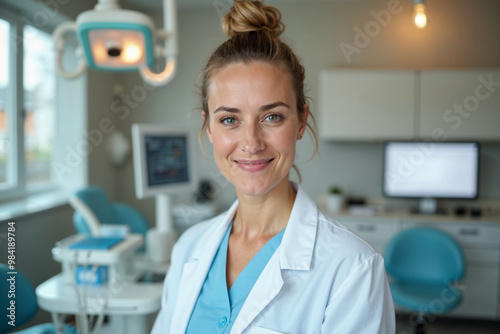 Portrait of a Caucasian female dentist in her office