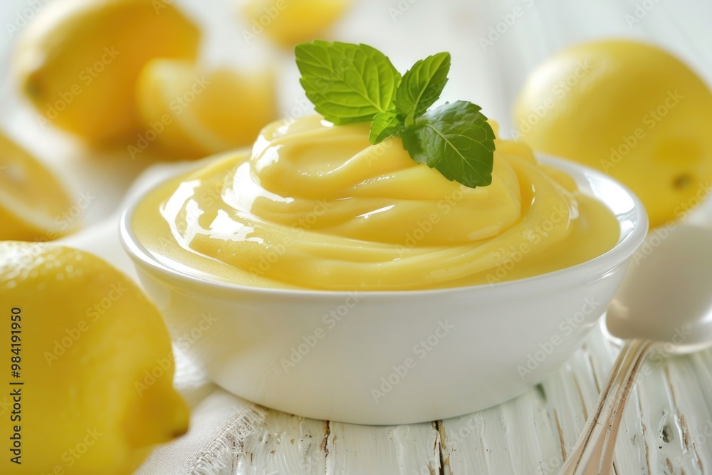 Lemon Custard. Delicious Sweet Dessert with Fresh Fruit Flavor Lemon Custard. Delicious Sweet Dessert with Fresh Fruit Flavor