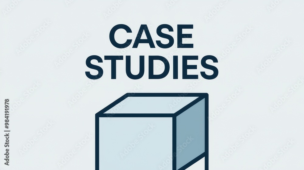 Stylized Graphic of Case Studies with Cube Illustration Stylized Graphic of Case Studies with Cube Illustration