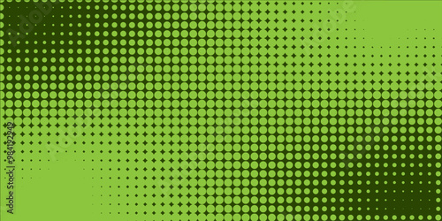 Vector green halftone gradient. double Comics effect. Isolated on white background 