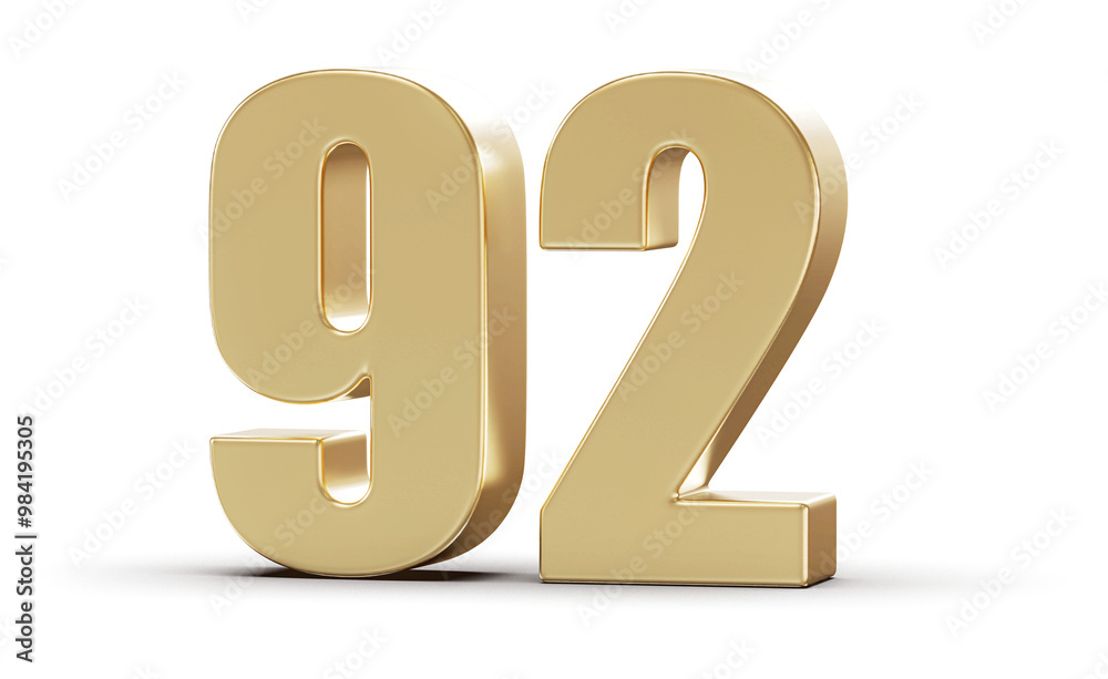 Golden 3D Number 92 Golden 3D Number 92