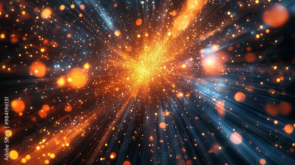Abstract Background with Light Rays and Glowing Particles Abstract Background with Light Rays and Glowing Particles