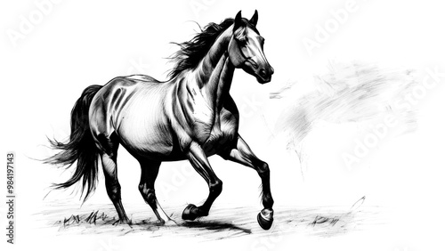 Silhouette of an horse painting