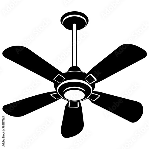 illustration of fan. electric ceiling fan silhouette vector 