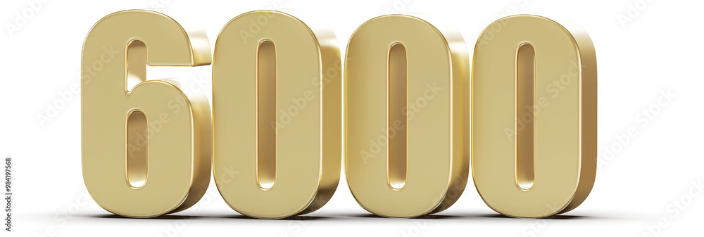 6000 Followers Gold 3D Number 6000 Followers Gold 3D Number