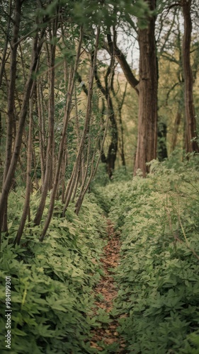 Path Through Lush Green Forest Trail