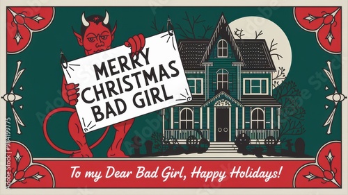 Festive Illustration: Merry Christmas Bad Girl Scene photo