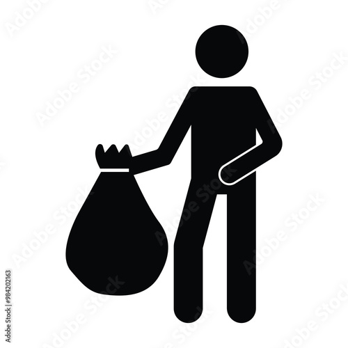 Person Holding a Garbage Bag Icon for Cleanup