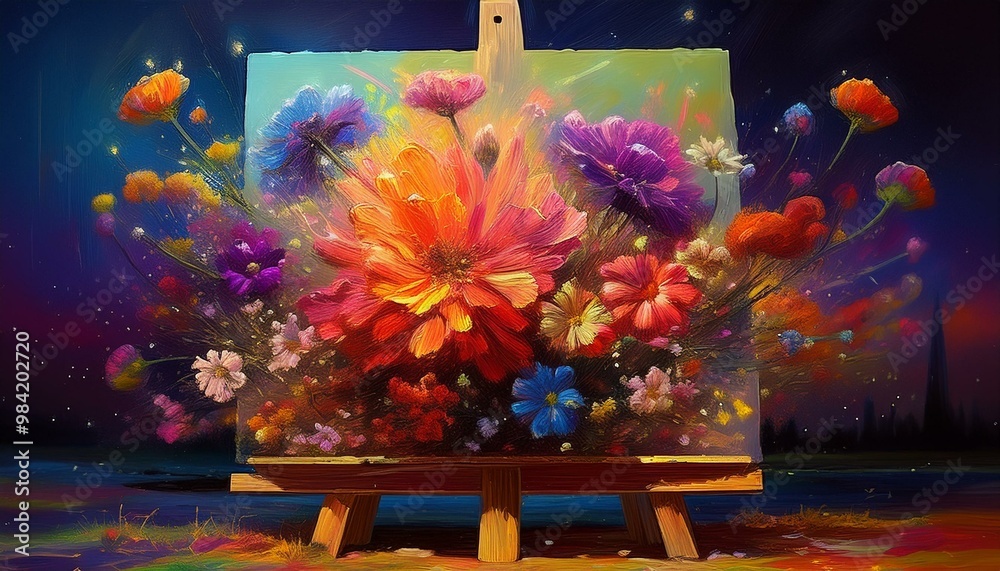 Poster 花 キャンバス アート 絵の具 空想 鮮やか 夢 創造 油絵 Poster 花 キャンバス アート 絵の具 空想 鮮やか 夢 創造 油絵