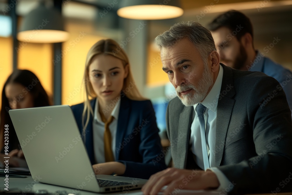 Mature Businessman in a Meeting with Colleagues Mature Businessman in a Meeting with Colleagues