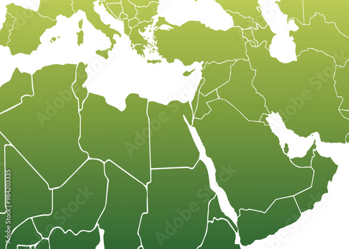 Middle east map isolated on white background. for website layouts, background, education, precise, customizable, Travel worldwide, map silhouette backdrop, earth geography, political, reports.
