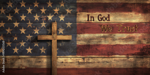 In God We Trust: Rustic American Flag 
