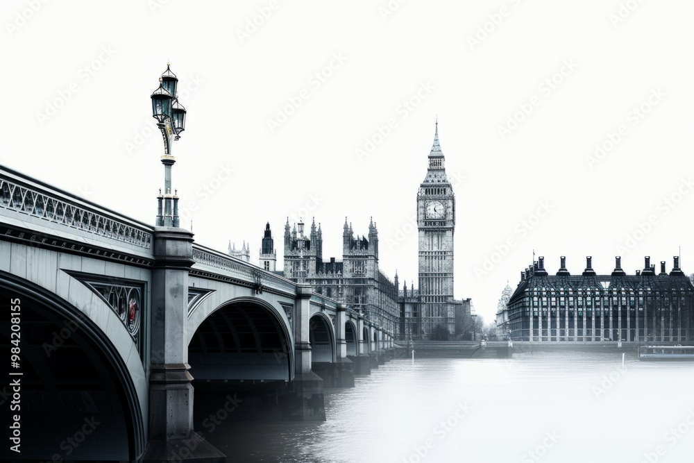 A stunning view of London with the iconic Big Ben and Westminster Bridge. This serene image captures the essence of the city. Perfect for travel themes. Generative AI A stunning view of London with the iconic Big Ben and Westminster Bridge. This serene image captures the essence of the city. Perfect for travel themes. Generative AI