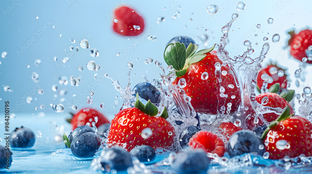 fruits and vegetables splashing in a graphic advertising background. fruits and vegetables splashing in a graphic advertising background.
