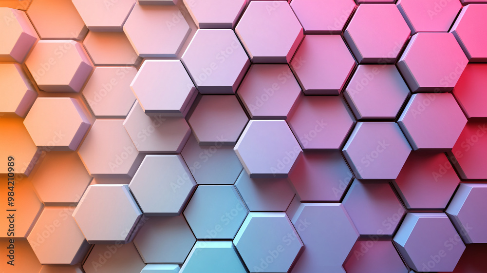 A visual of a contemporary hexagonal pattern with a gradient color scheme. A visual of a contemporary hexagonal pattern with a gradient color scheme.