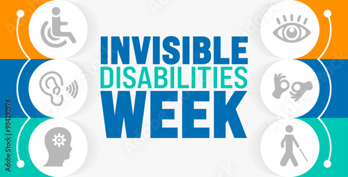 Invisible Disabilities Week background or banner design template is observed every year in October. Holiday concept. Template for card, poster, placard, template. eps 10