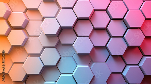 A visual of a contemporary hexagonal pattern with a gradient color scheme.