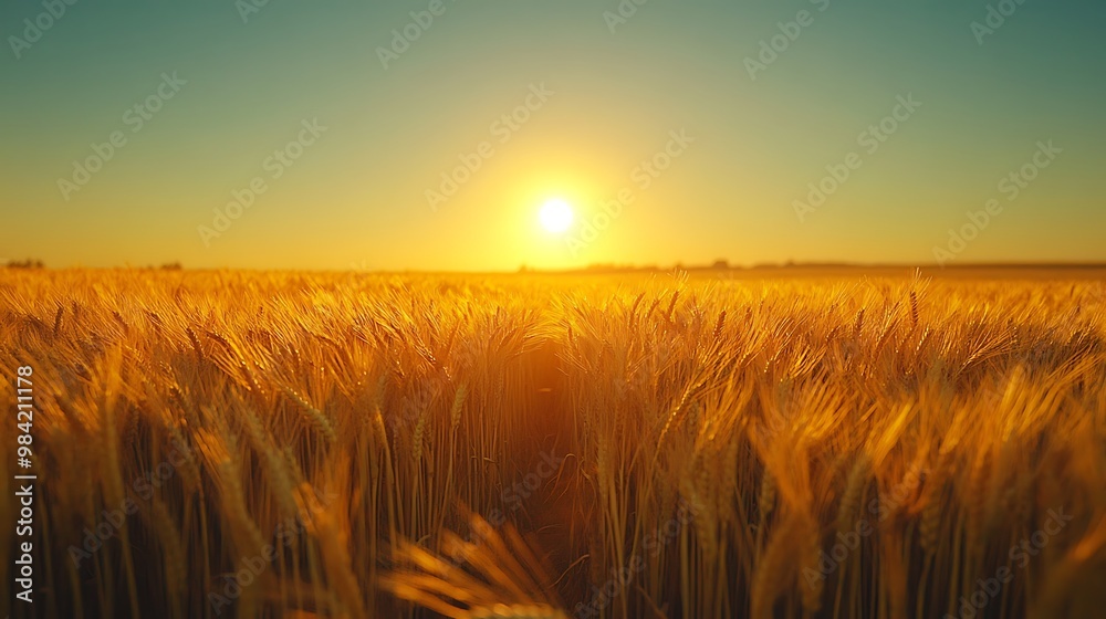 Golden wheat field at sunset. Golden wheat field at sunset.