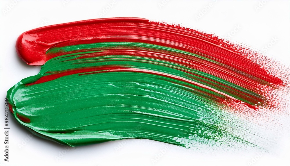 green red oil brush stroke on white background green red oil brush stroke on white background