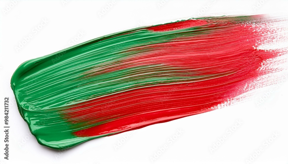 Fototapeta premium green red oil brush stroke on white background