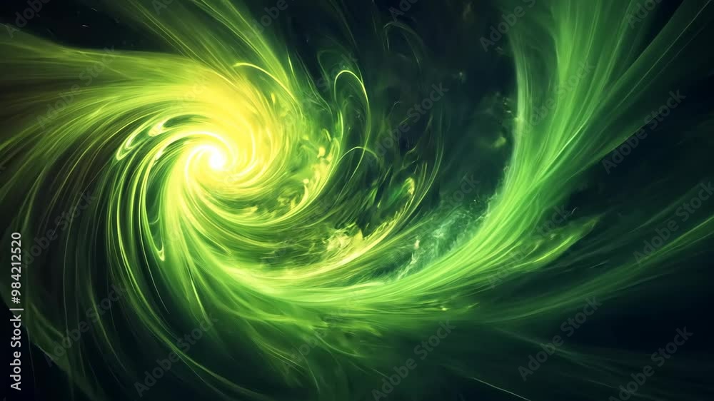 Exploring the swirling patterns of green fractals in a mesmerizing cosmic landscape
