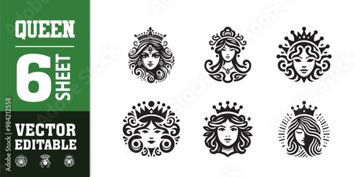 Doodle crowns. Line art king or queen crown sketch, fellow crowned heads tiara, beautiful diadem and luxurious decals vector illustration set. Royal head accessories linear collection photo