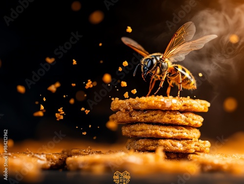 Wasp crackers Japan cookies embedded with digger wasps in Omachi photo