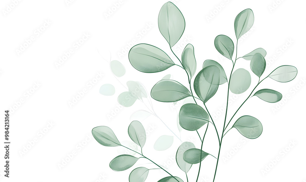 2D illustrator doodle-style floral and leaf graphics on a white background or wallpaper 2D illustrator doodle-style floral and leaf graphics on a white background or wallpaper