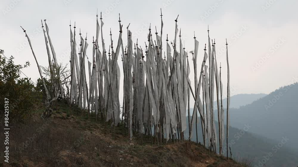 Manidhar prayer flags, Punakha dzongkhag, Punakha, Bhutan