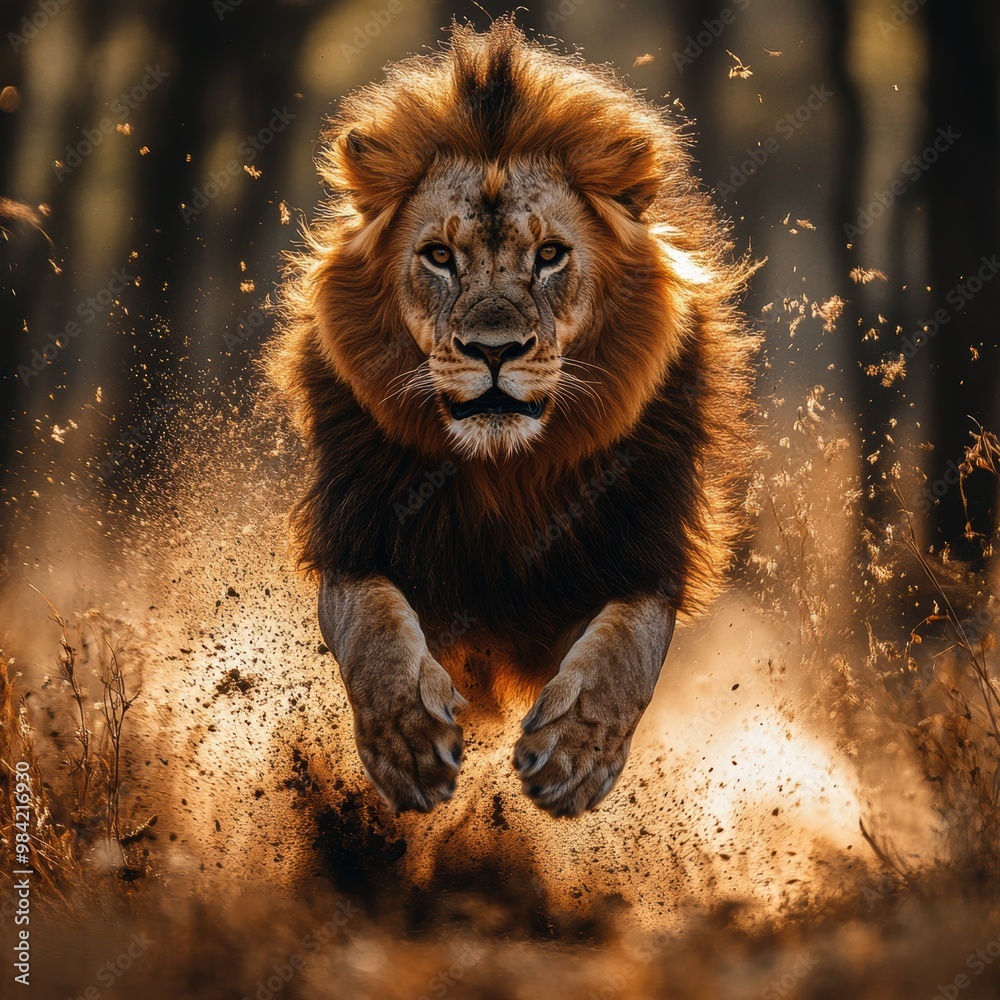 Naklejka premium Lion Leap.