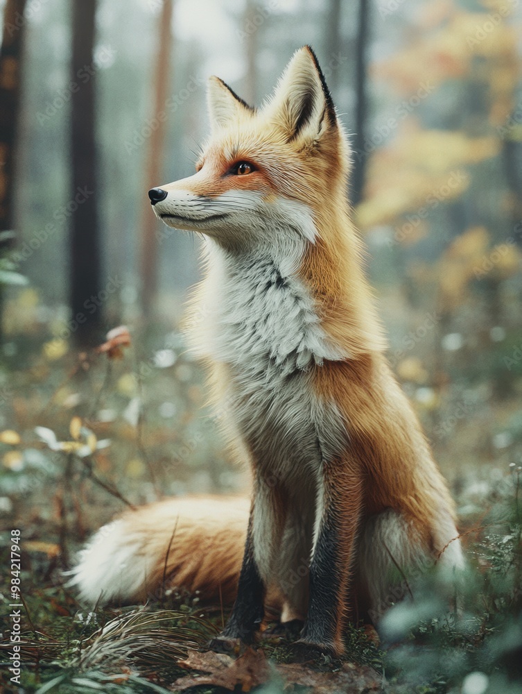 Obraz premium Red Fox in Forest.