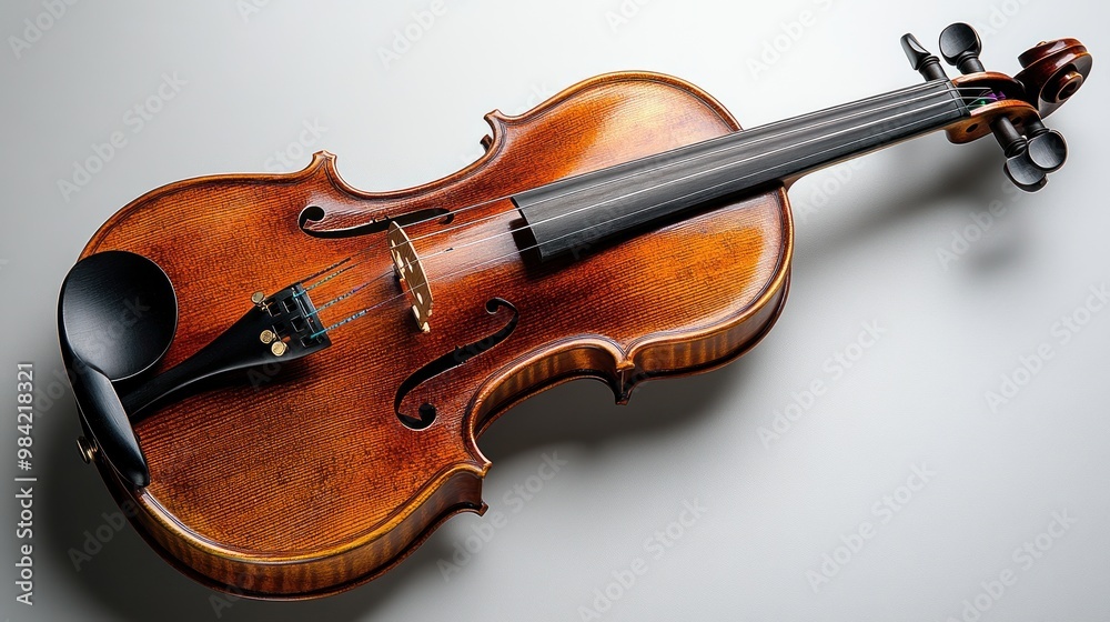 Fototapeta premium A beautifully crafted violin resting on a surface.