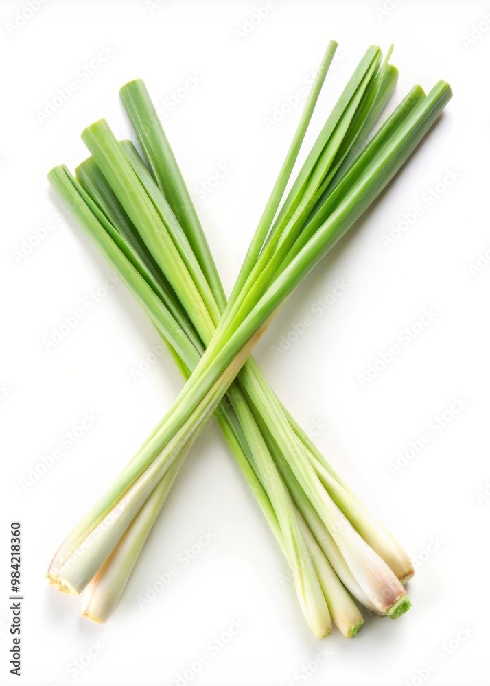 Fresh Lemongrass Isolated on White Background for Culinary and Aromatic Use Fresh Lemongrass Isolated on White Background for Culinary and Aromatic Use