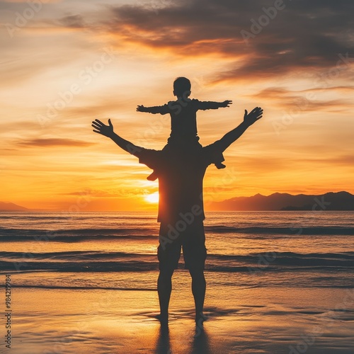 Silhouetted Figures of Love on the Beach