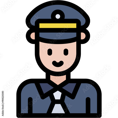 Vector Icon Policeman, Professions And Jobs, Policeman, Black Hair, Guardian, Thule