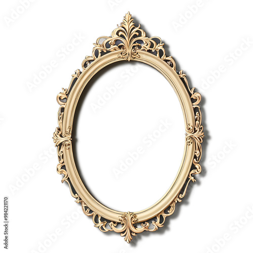 Elegant vintage frame with Victorian accents, perfect for displaying photos or artwork in a refined, luxurious setting, transparent PNG. Made with generative AI technology 