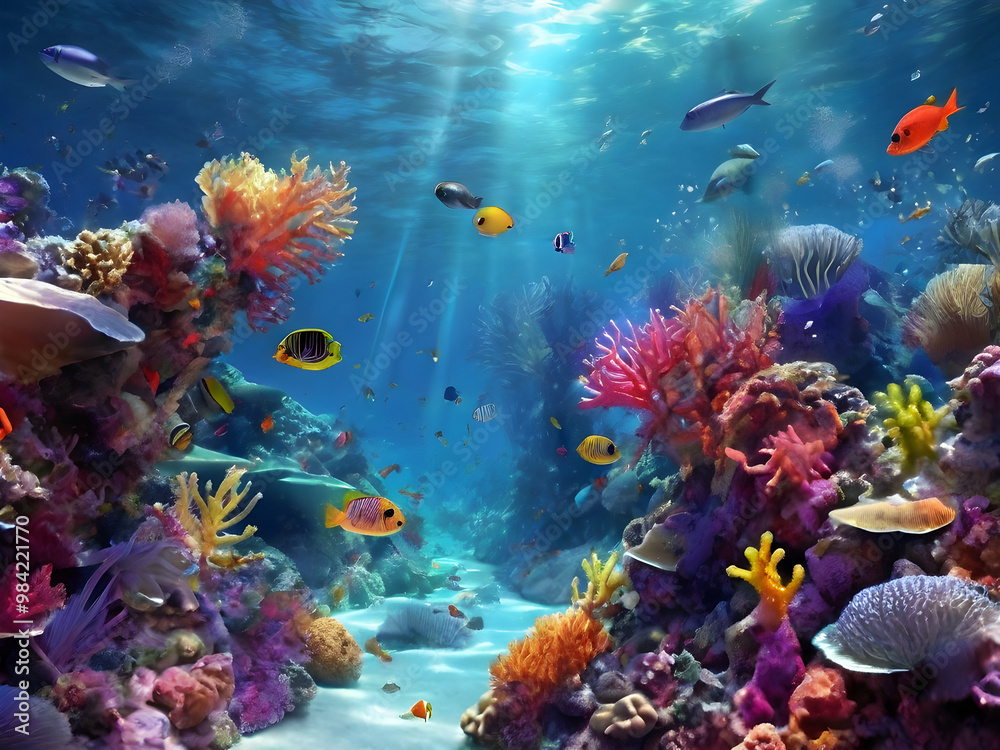coral reef in the red,Ai generated coral reef in the red,Ai generated