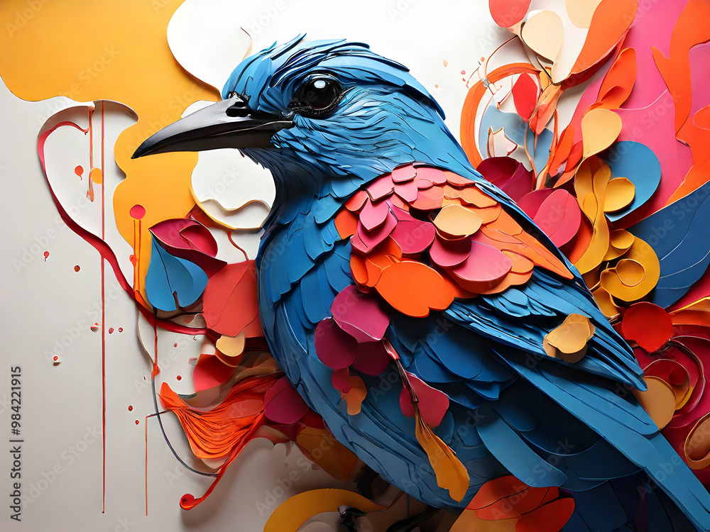 Fototapeta premium blue and yellow macaw ara,Ai generated 