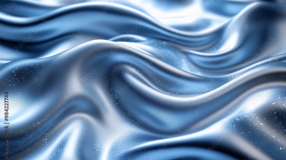 Fototapeta premium Soft Blue Satin Waves with Sparkling Dust