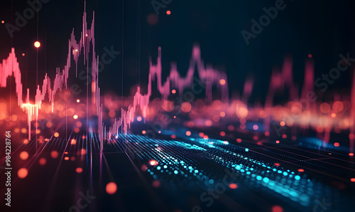 Futuristic Stock Market Chart with Glowing Data or Dynamic Financial Timeline for graphic background