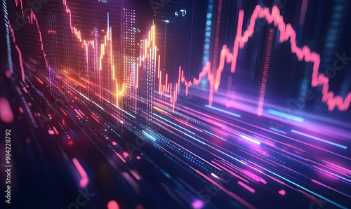 Futuristic Stock Market Chart with Glowing Data or Dynamic Financial Timeline for graphic background