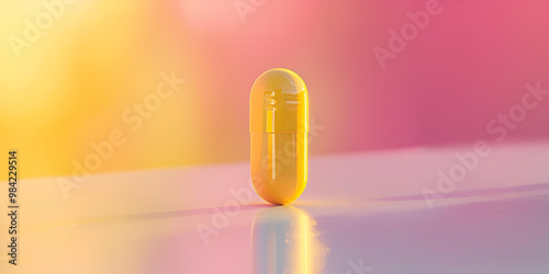 Vitamin Supplement Capsule on Colorful Background